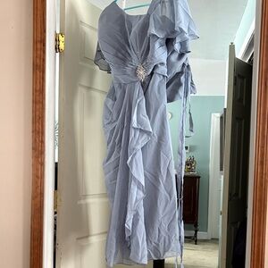 Zara Asymmetrical Sky Blue Dress with Embellishment